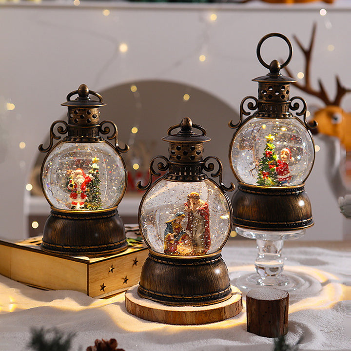 Nostalgische Weihnachtslaterne mit Schneekugel Karnz