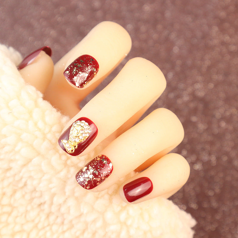Dekoratives, mit Glitzer verziertes Press-On-Nagelset