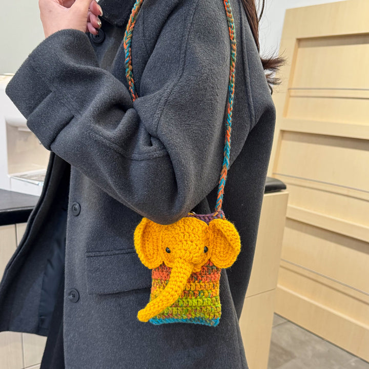 Elefant-Themen Häkel Mini Handtasche