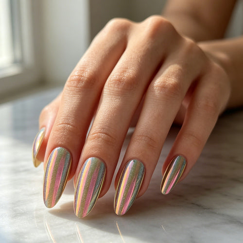 Holographische Stiletto Press-On Nägel Karnz