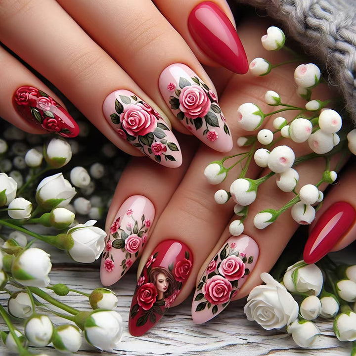 Kreative Kunstnägel mit Romantischem Rosen-Design Karnz