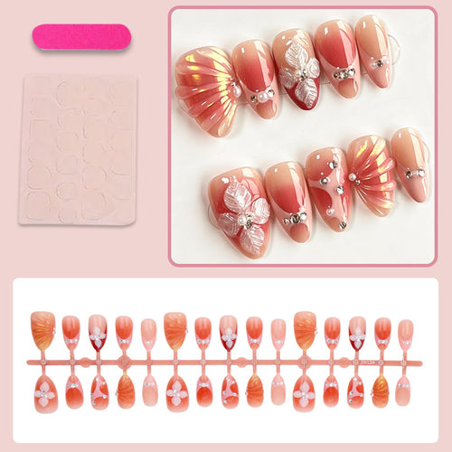 Kunstnagelset mit Eleganten 3D-Blumenverzierungen und Glitzerakzenten Karnz