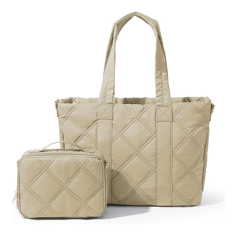 Elegante und Vielseitige Stoffhandtasche mit Abnehmbarem Kosmetiktäschchen Karnz