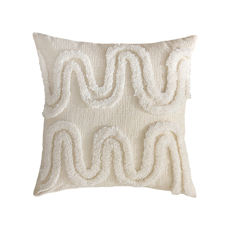 Quadratischer Zierkissenbezug mit 3D‑Chenille‑Wellenstruktur und weichem Baumwollmix Karnz
