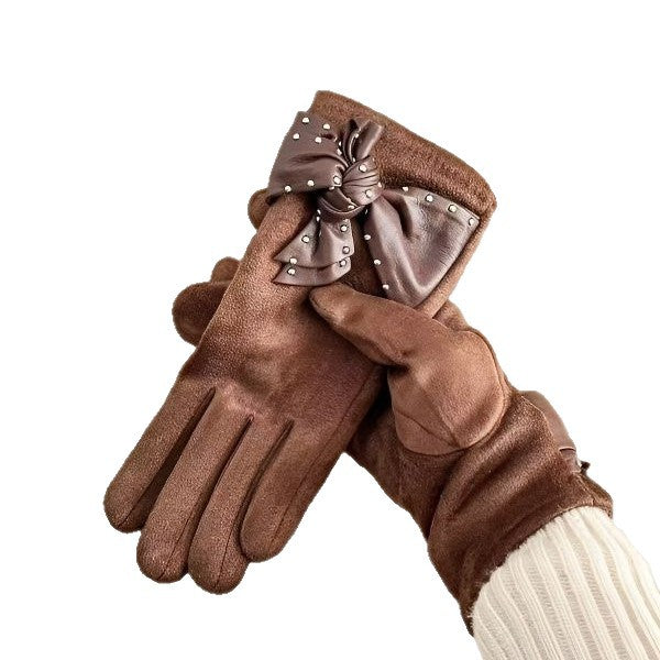 Elegante Bow-verzierte Touchscreen-Handschuhe Karnz