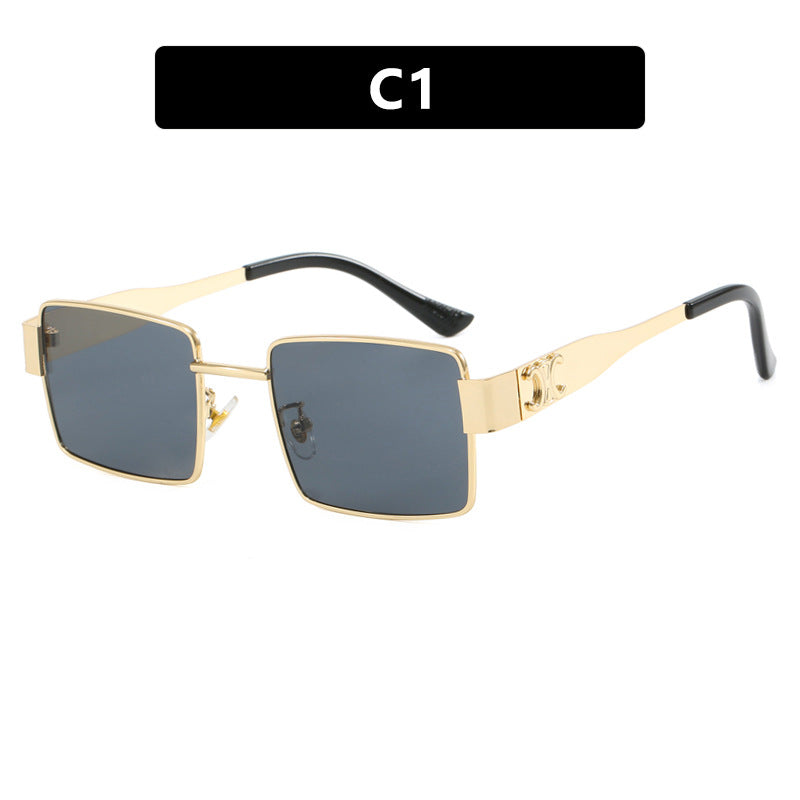 Damen modische rechteckige Sonnenbrille mit hochwertigem Metallrahmen und polarisierenden Gläsern Karnz