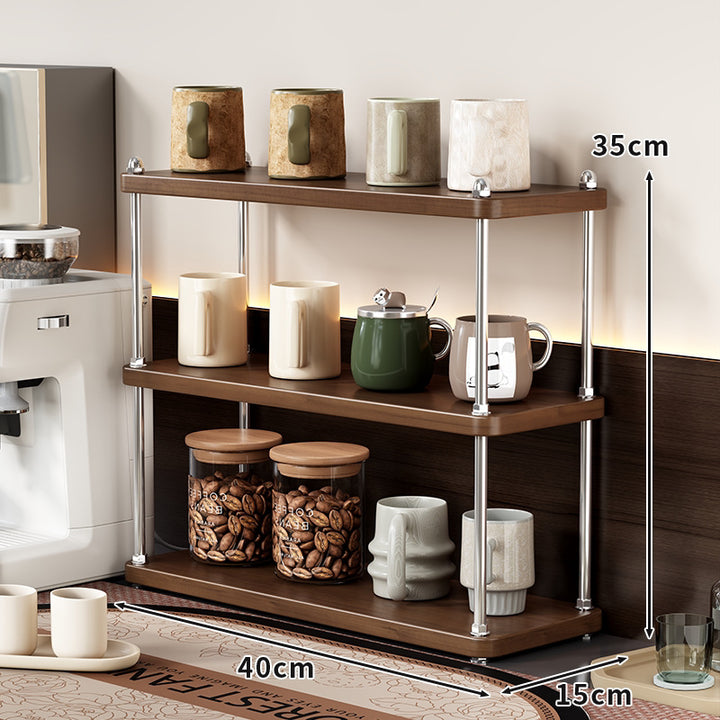 Triple-Tier Theken-Kaffee-Station-Organizer-Regal mit Edelstahl-Ständern