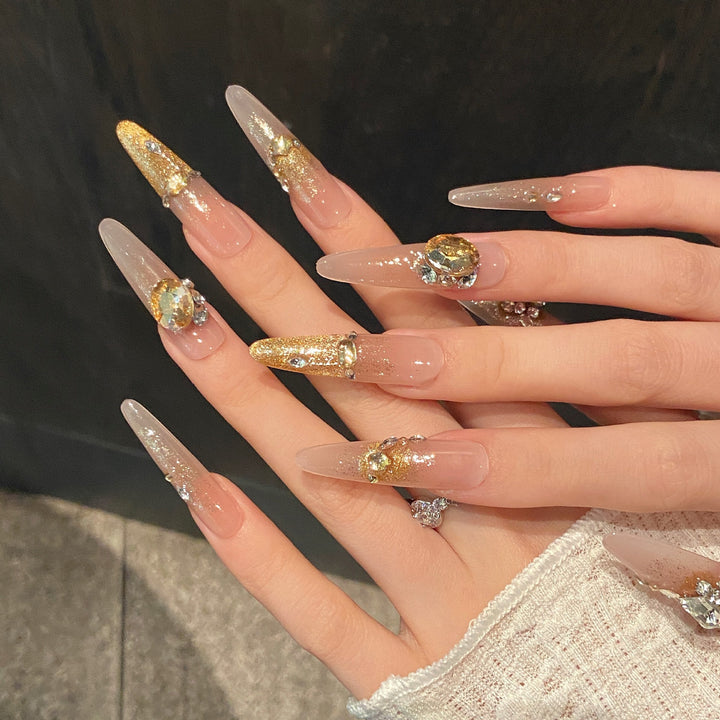 Glamourös mit Strass verziertes Press-On Nail Art Set