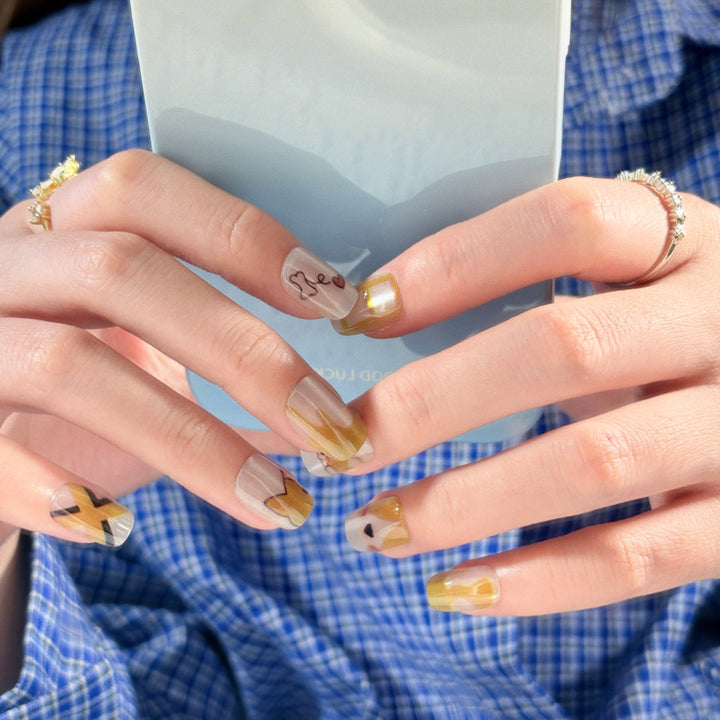 Künstlerisches Press-On-Nagelset mit einzigartigem Leoparden-Design Karnz