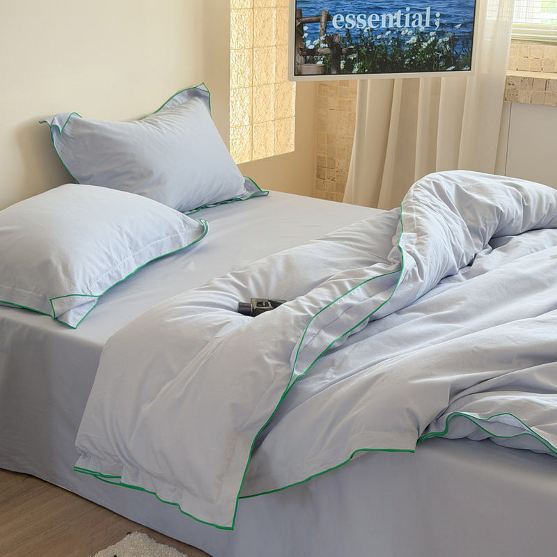 Luxuriöses Bettwäsche-Set aus Baumwollsatin mit kontrastfarbiger Paspel