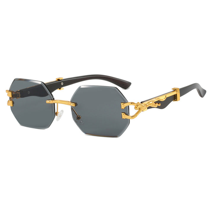 Damen modische Sonnenbrille mit extravagantem achteckigem Design und goldenen Akzenten Karnz