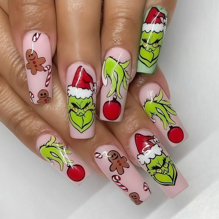 Künstliche Nagelspitzen mit festlichen Weihnachtsmotiven Karnz