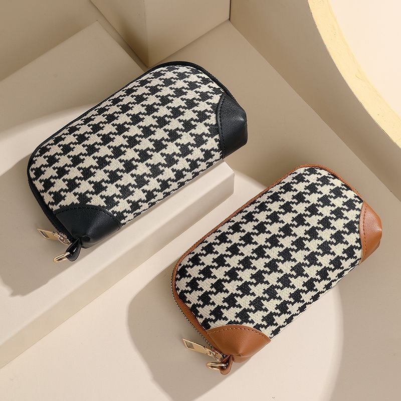 Elegante Hahnentritt Reißverschluss-Tasche Karnz