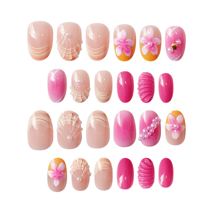 Künstlerisches von Muscheln inspiriertes Press-On-Nail-Set Karnz