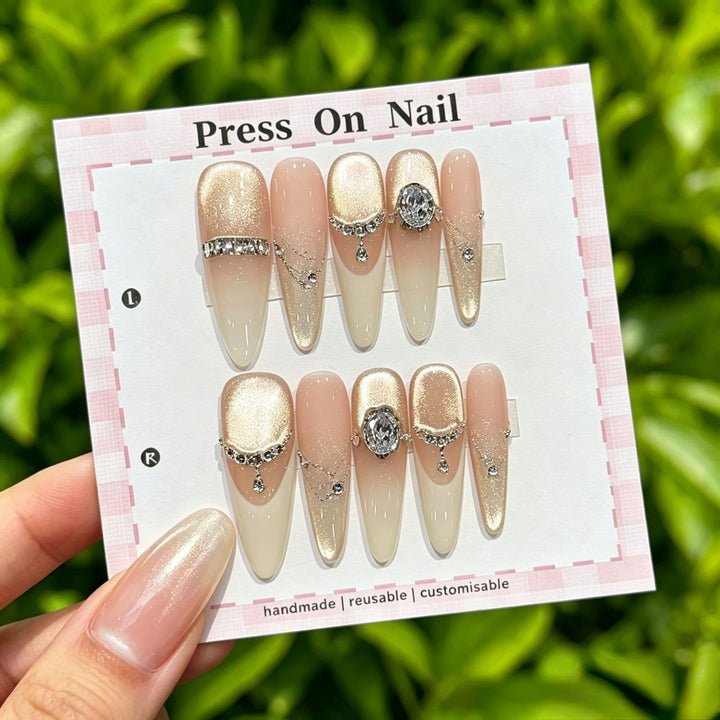 Anpassbare Glitter-Akzent Press-On Nägel