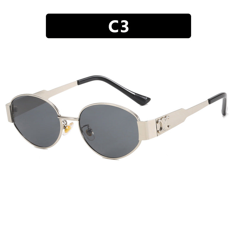 Damen modische Sonnenbrille im eleganten ovalen Design mit robustem Metallrahmen Karnz