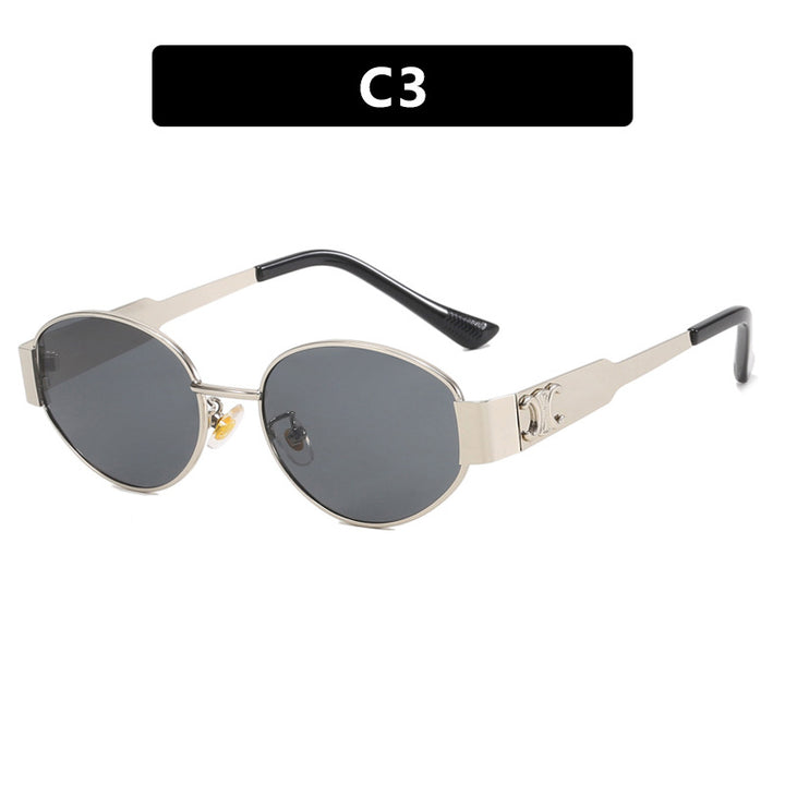 Damen modische Sonnenbrille im eleganten ovalen Design mit robustem Metallrahmen Karnz