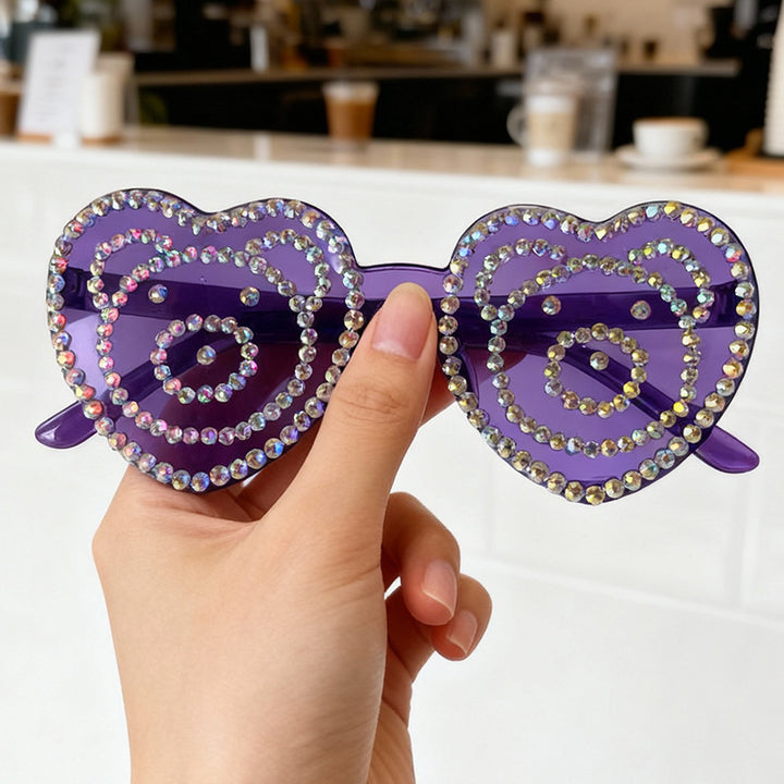 Herzförmige Strass-Sonnenbrille Karnz