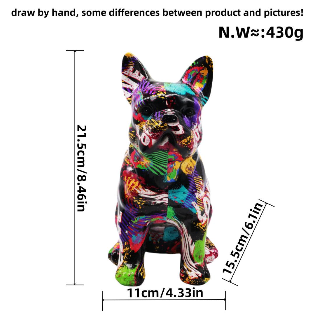 Künstlerisch gestaltete Bulldoggenfigur Karnz