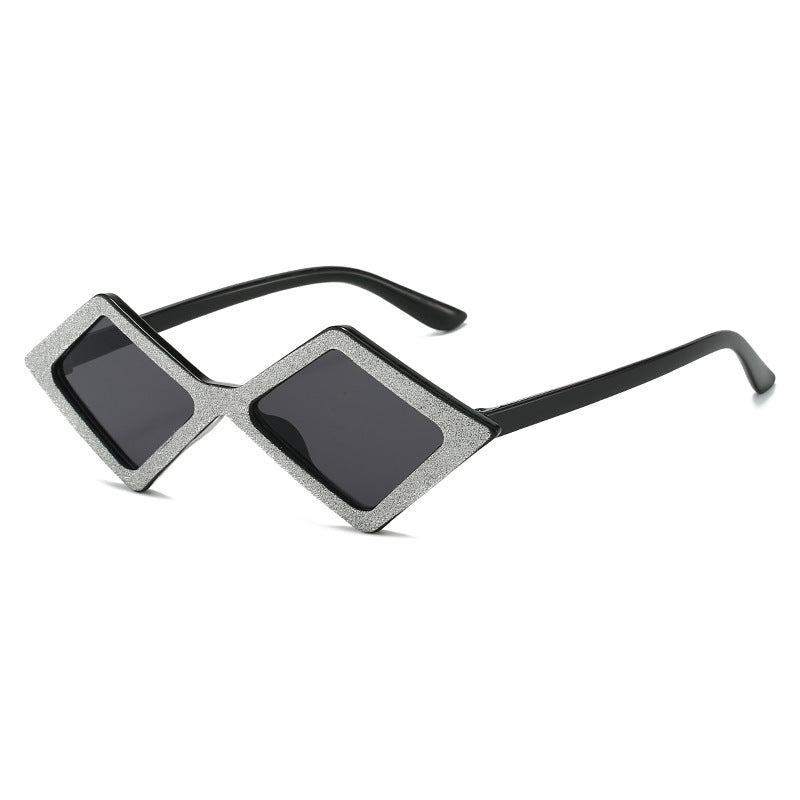 Damen futuristische, geometrische Sonnenbrille mit glitzerndem Rahmen Karnz