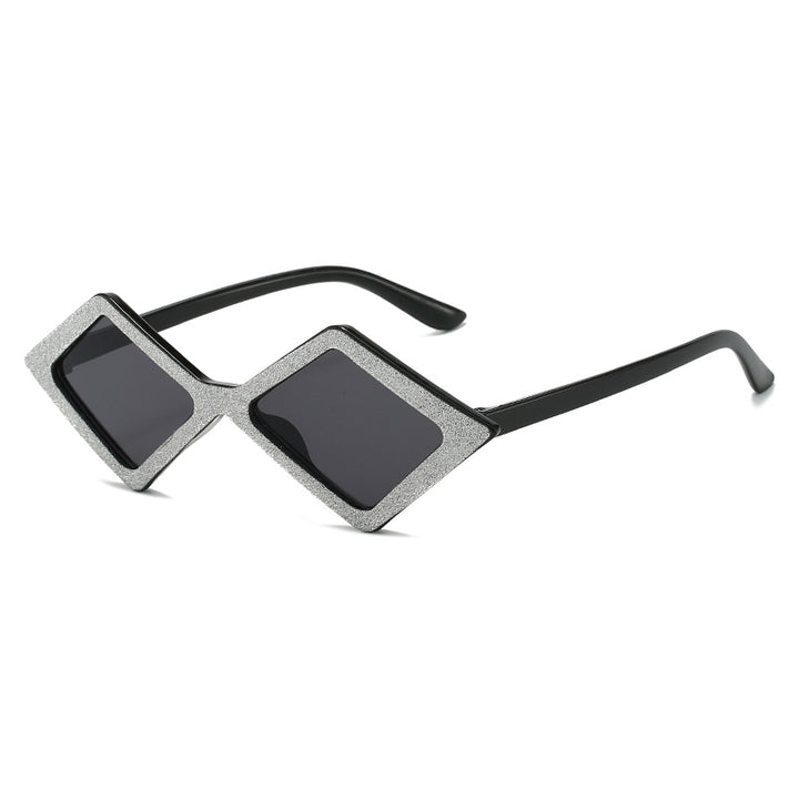 Damen futuristische, geometrische Sonnenbrille mit glitzerndem Rahmen Karnz