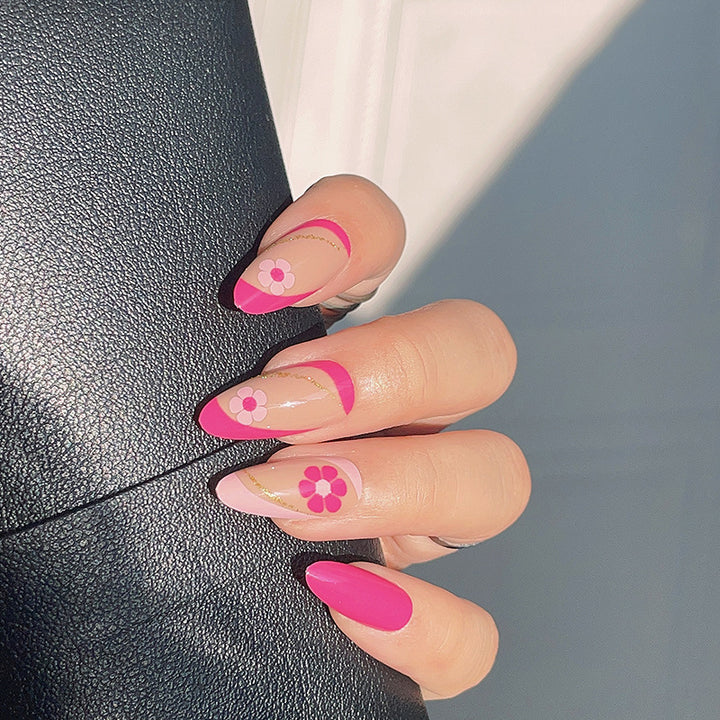 Künstlerische Blumenakzent Stiletto Press-On Nägel Karnz
