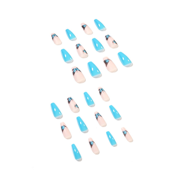 Kunstvolle Nagelverlängerungen mit Butterfly-Motiv Karnz