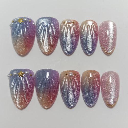 Kunstnägel Im Eleganten Ombre-Design mit Glitzerverzierungen Karnz