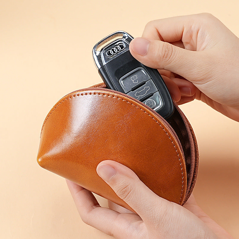 Premium Leder Reißverschluss-Münzbeutel