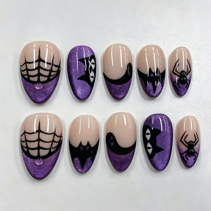 Gothic Spider Web Press-On Nagelkunst Set