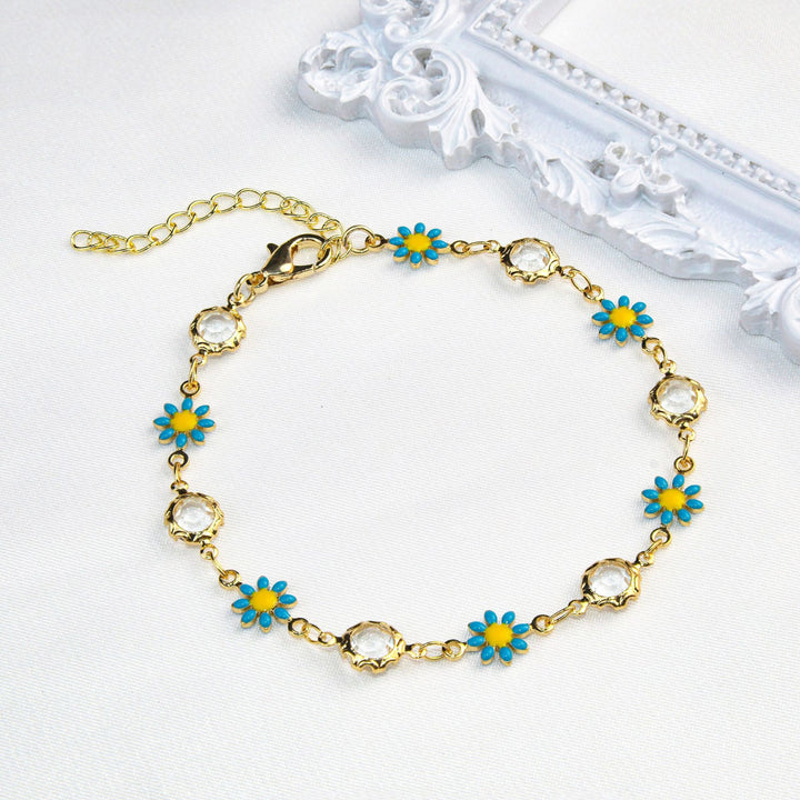 Blumen Kristall Charm Armband Karnz