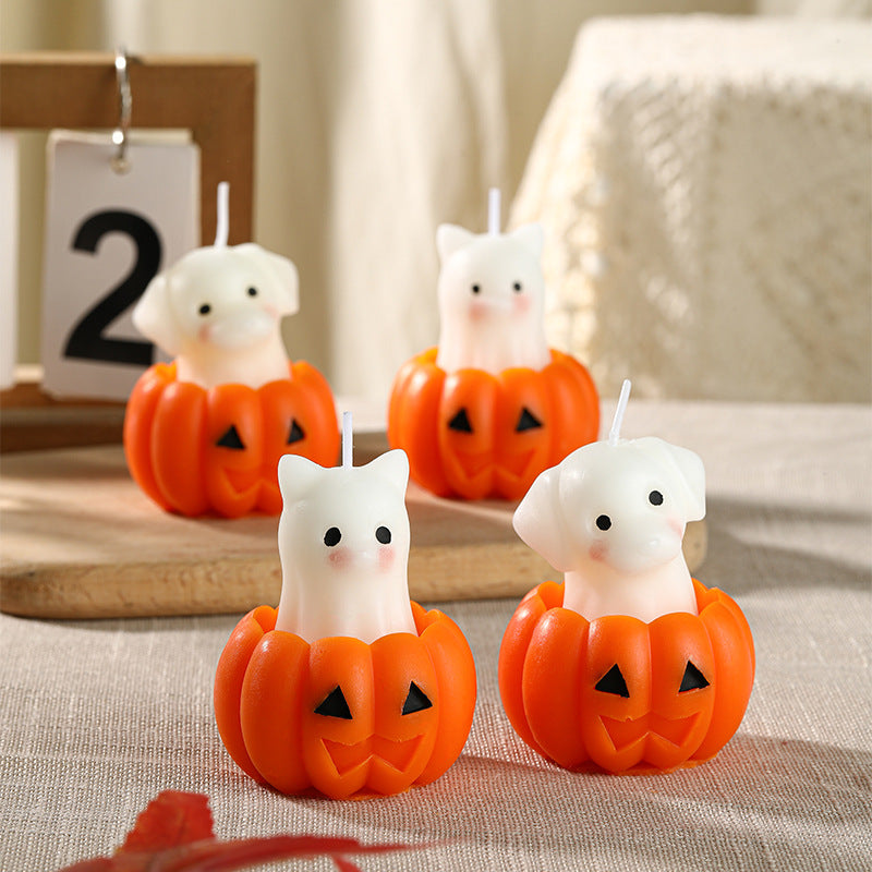 Neuheit Halloween Welpe-in-Kürbis dekorative Wachskerze