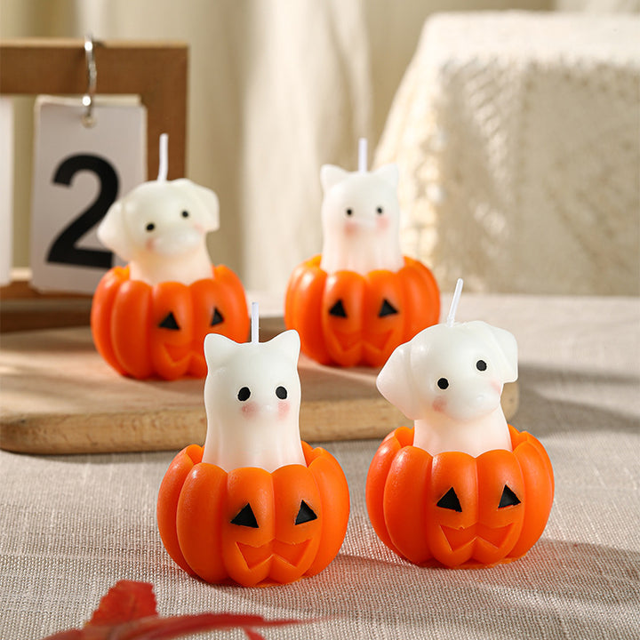 Neuheit Halloween Welpe-in-Kürbis dekorative Wachskerze