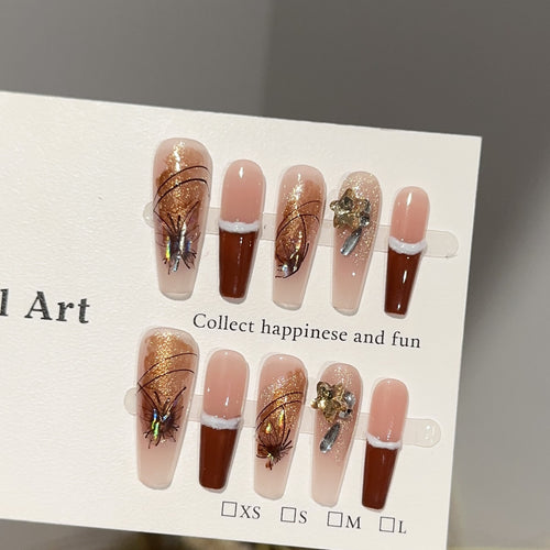 Künstlerische Glitter Press-On Nageldesigns