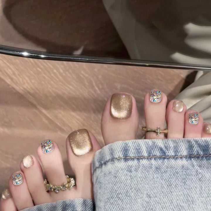 Rhinestone-beschichtete Pediküre Nagelkunst