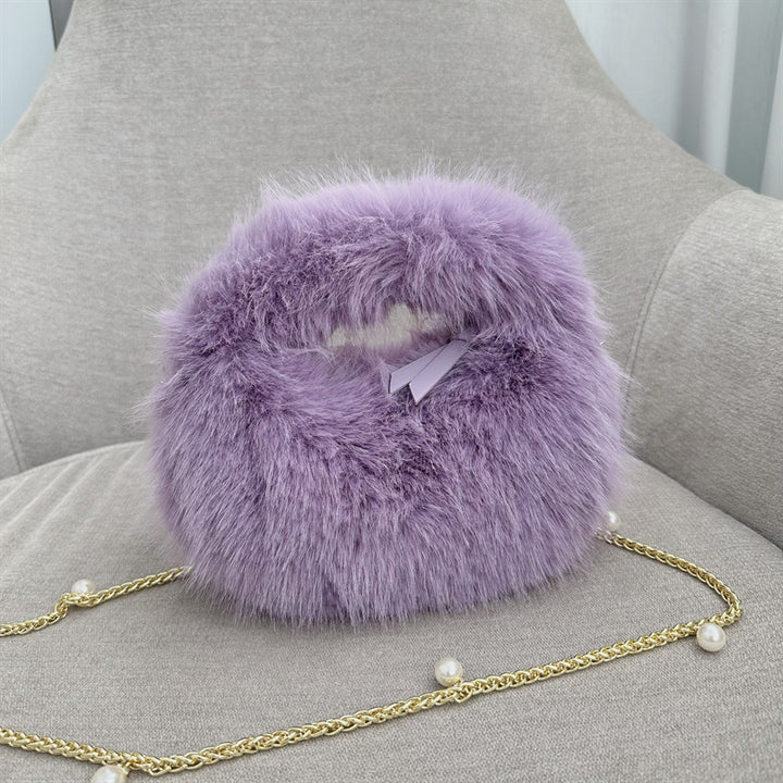 Elegante Faux Fur Rundtasche