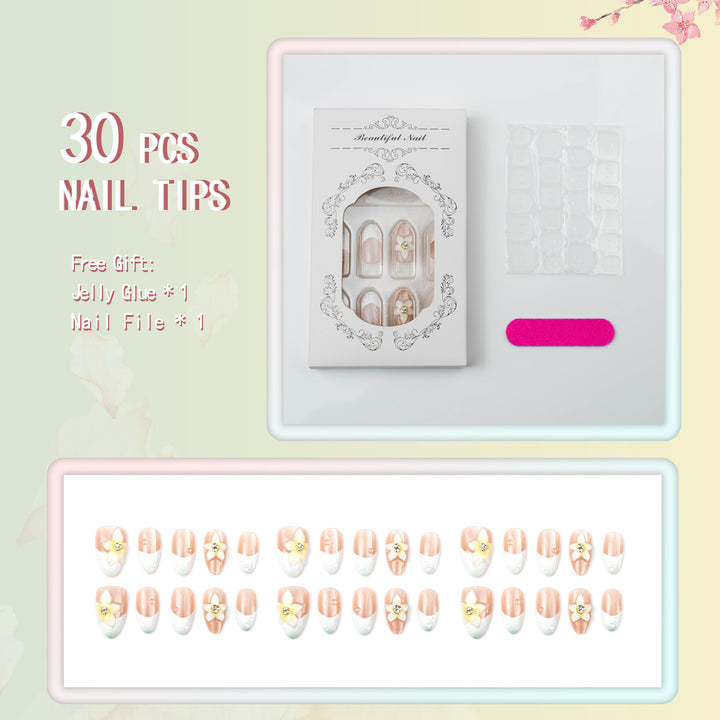 Kunstnagelset mit eleganten floralem Design Karnz