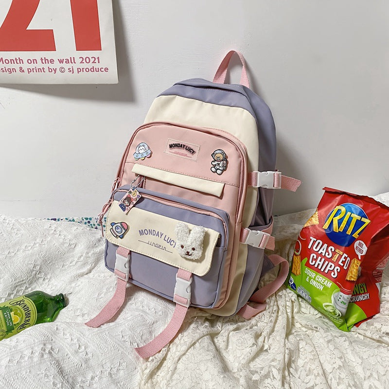 Verspielter Mehrfach-Taschen Charakter Rucksack Karnz