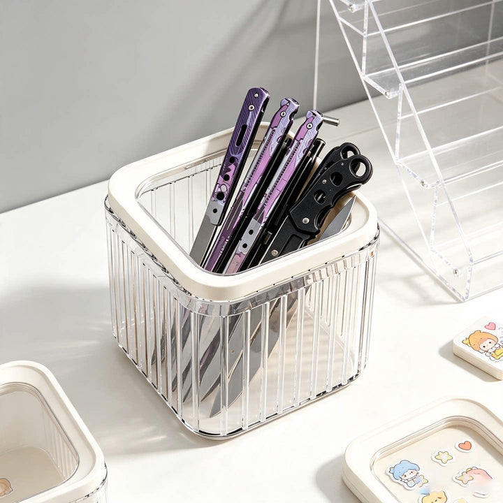 Klarer Acryl Quadratischer Klappdeckel Theken Kosmetik- und Haaraccessoire-Organizer