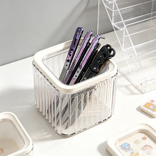 Klarer Acryl Quadratischer Klappdeckel Theken Kosmetik- und Haaraccessoire-Organizer