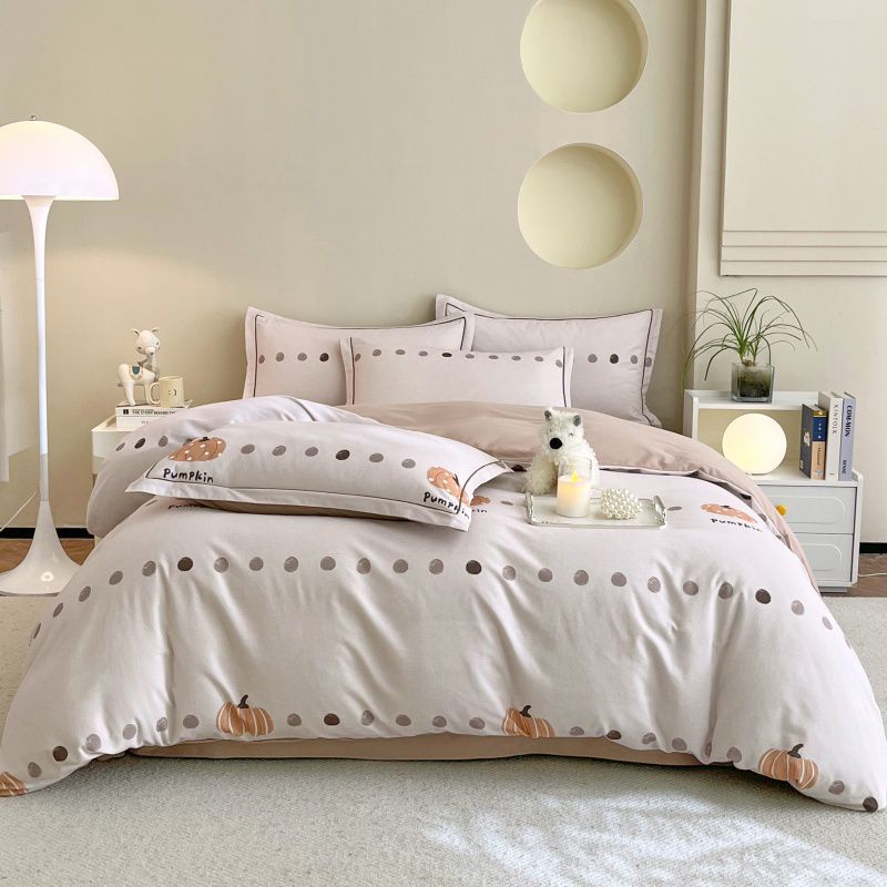 Reversible Brushed Cotton Duvet Cover Set with Pine Tree Embroidery