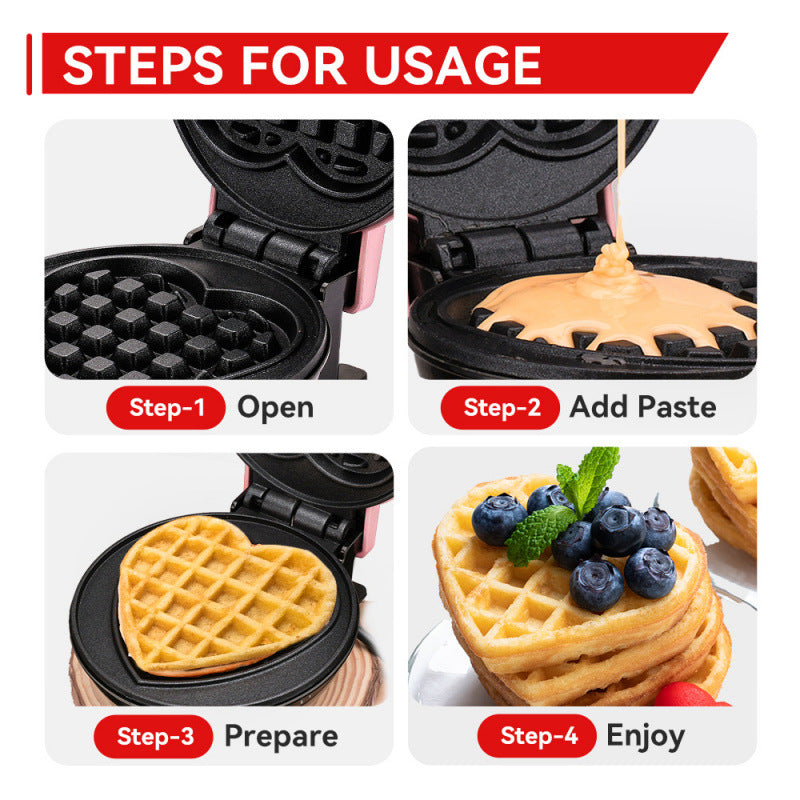 Herzförmiger Mini Waffelmaker Karnz