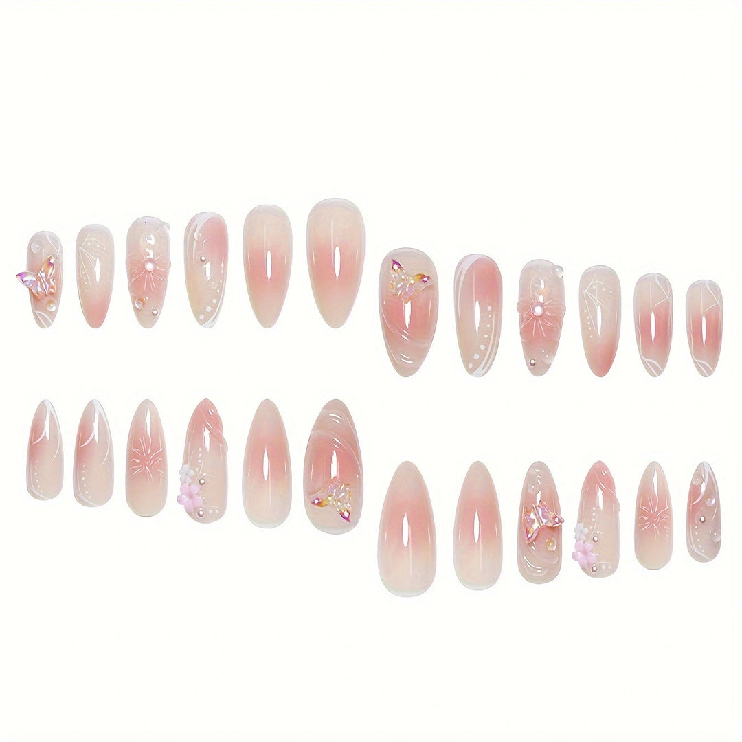 Künstlerisch Infundierte Florale Press-On Nagelset Karnz