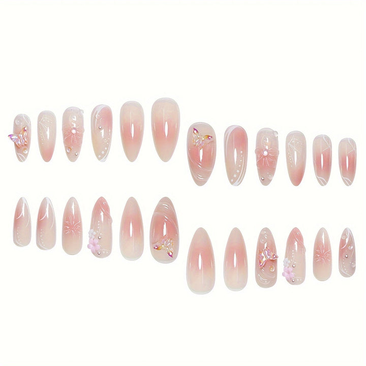 Künstlerisch Infundierte Florale Press-On Nagelset Karnz