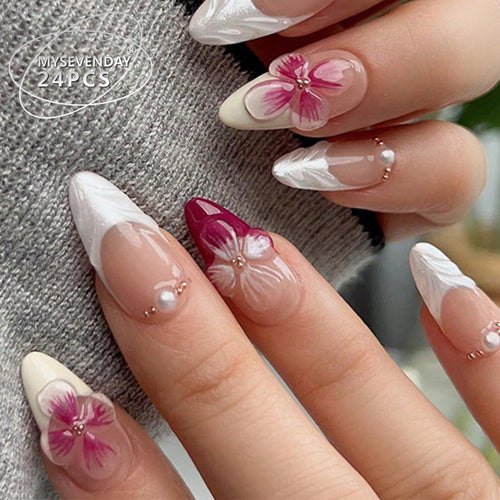Blumen Design Stiletto Press-On Nägel Karnz