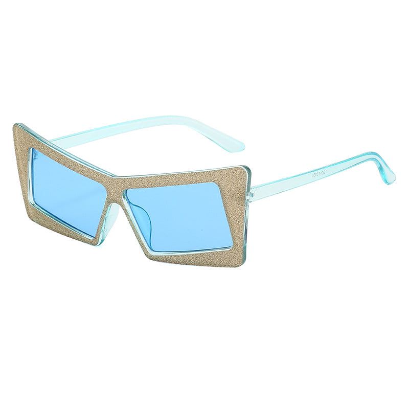 Damen geometrische Sonnenbrille mit glitzernden Elementen Karnz