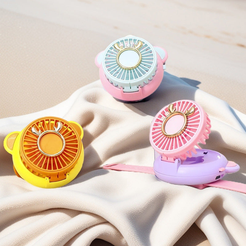 Damen Tragbarer Mini-Ventilator mit integriertem Spiegel und Sprühfunktion Karnz