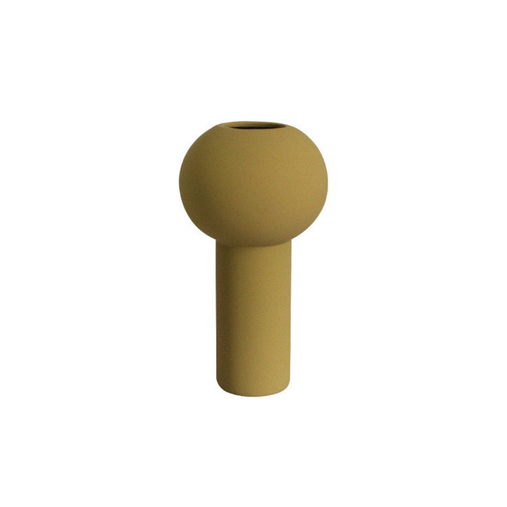 Minimalistische Matte Keramische Kugel-Oberfläche Bud Vase mit Langem Zylindrischen Stiel