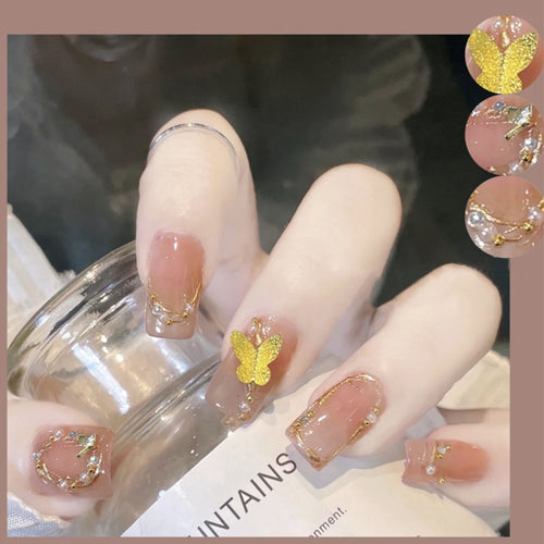 Schmetterlings-geschmücktes Press-On Nagelset