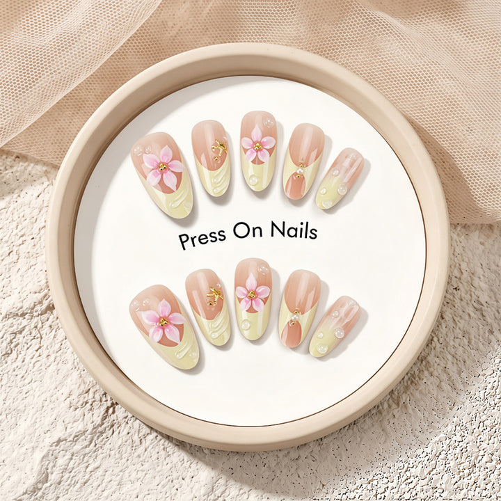 Blumen-Themen Press-On Nagelkunst Set Karnz